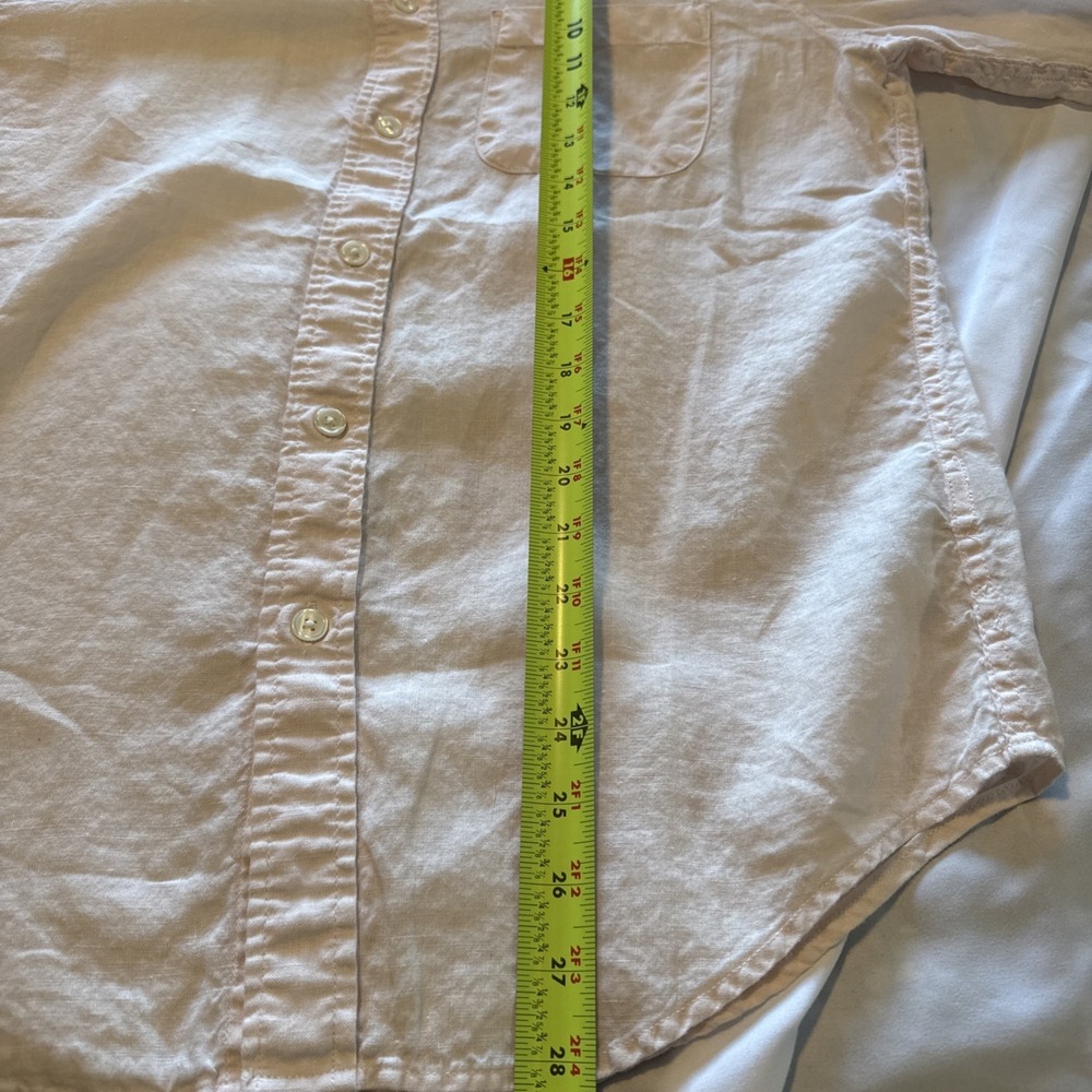 Abercrombie & Fitch 100% Linen Button Down Shirt Mens Medium Pink/ White L/S - Picture 4 of 4